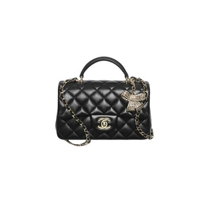 핸들 장식의 미니 클래식 백