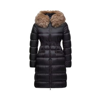 Boedic 후드 시어링 트리밍 롱 다운 재킷