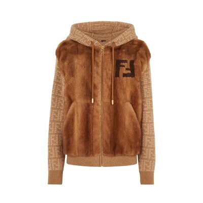 재킷 브라운 밍크 및 캐시미어 블루종