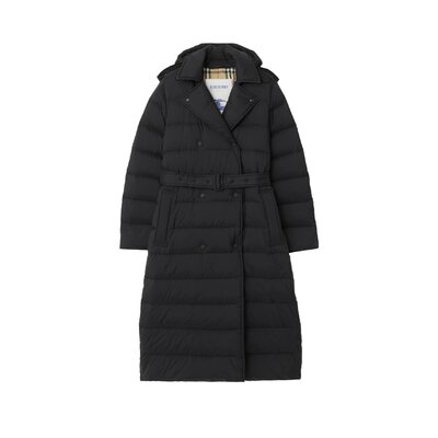 롱 나일론 후드 퍼퍼 코트