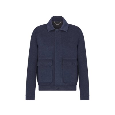 블루 양면 버진 울 캐시미어