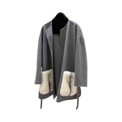 LP 미니멀리스트 라운드넥 캐시미어 밍크재킷