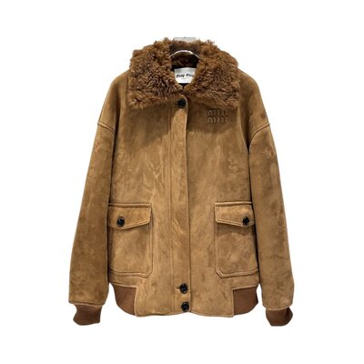 미우미우 스웨이드 프로스티드 패턴 재킷