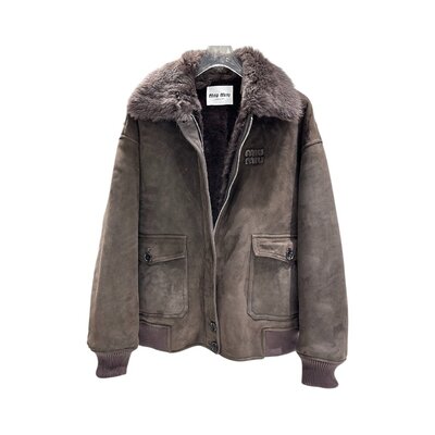 미우미우 스웨이드 프로스티드 패턴 재킷