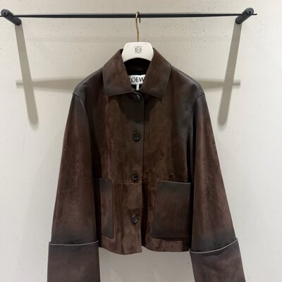 로에베 그라데이션 스머지드 가죽 재킷